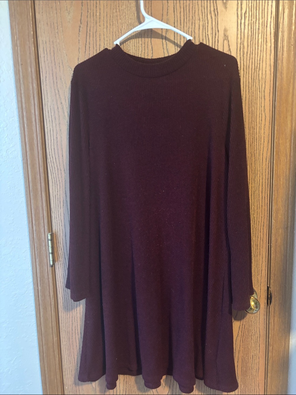 Old Navy Ribbed A-Line Midi Dress in Burgundy